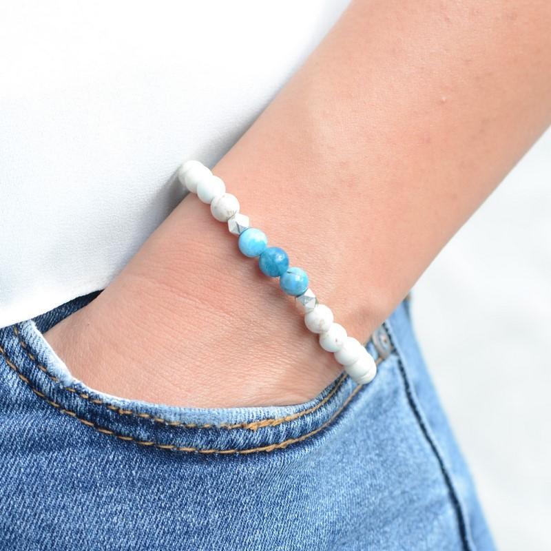 Bracelet "Minceur" En Apatite et Howlite - lespierresdubienetre