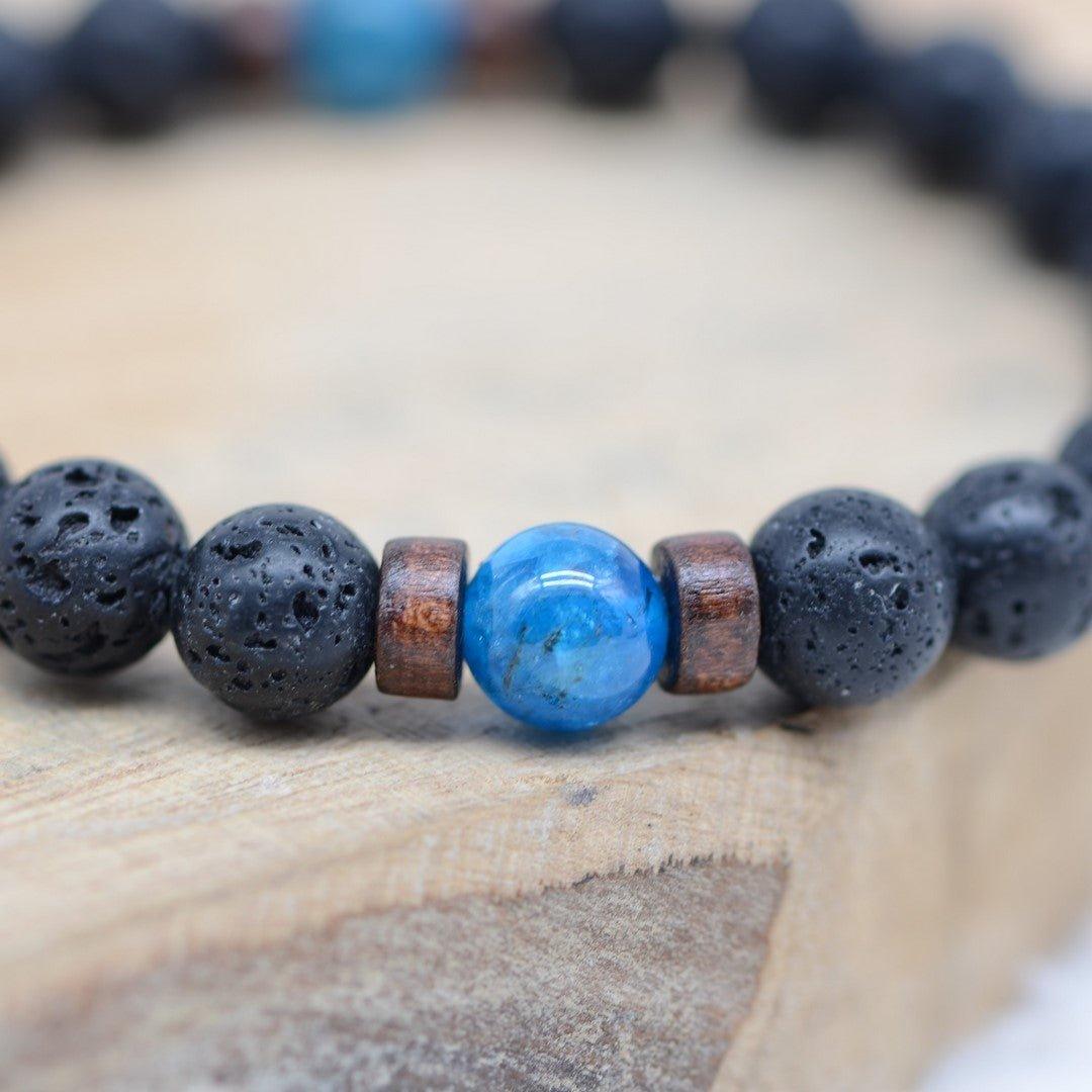 Bracelet "Motivation & Reconstruction" en Apatite & Pierre de Lave Homme - lespierresdubienetre