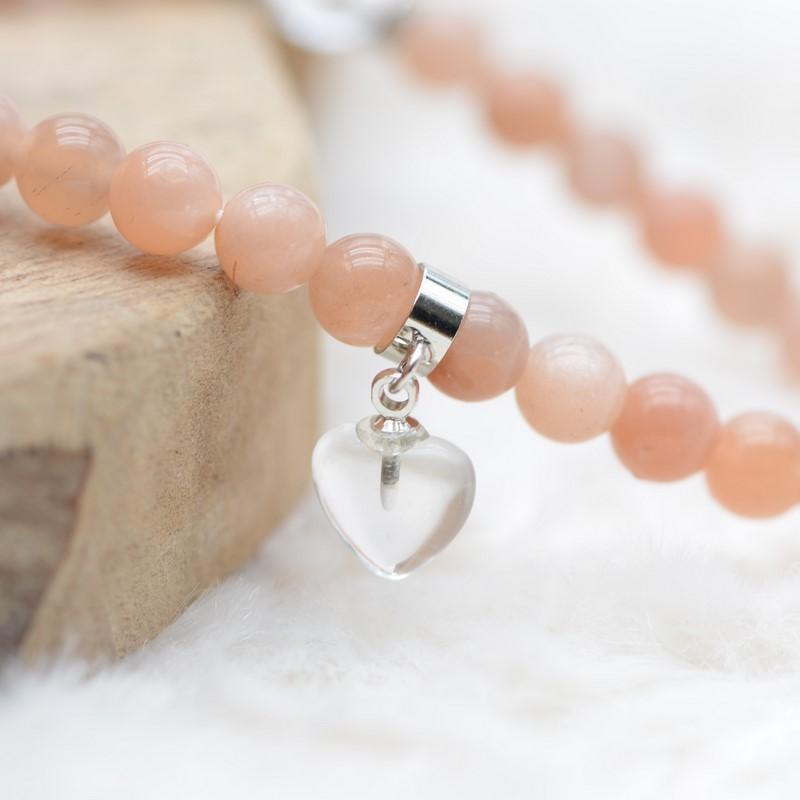 Bracelet "Optimisme" en Pierre de Soleil (Cœur en Quartz) - lespierresdubienetre