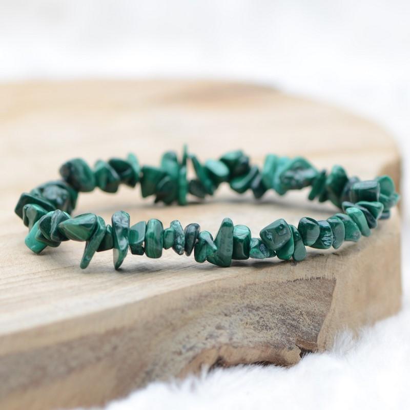 Bracelet "Paix" en Malachite Chip - lespierresdubienetre