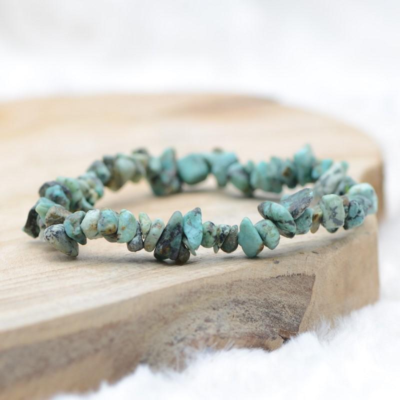 Bracelet "Positif" en Turquoise verte Chip - lespierresdubienetre