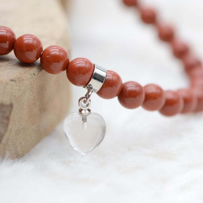 Bracelet "Protecteur" en Jaspe Rouge (Cœur en Quartz ou Pierre) - lespierresdubienetre