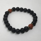 Bracelet "Reconstruction Calme" en Pierre de Lave et Jaspe Rouge Dépoli - lespierresdubienetre