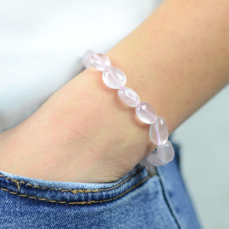 Bracelet roulé "Amour" en Quartz Rose - lespierresdubienetre