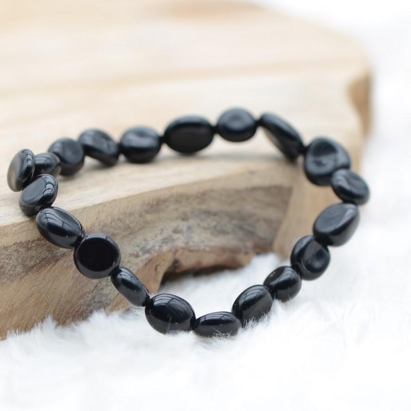 Bracelet roulé "Bouclier" en Obsidienne - lespierresdubienetre