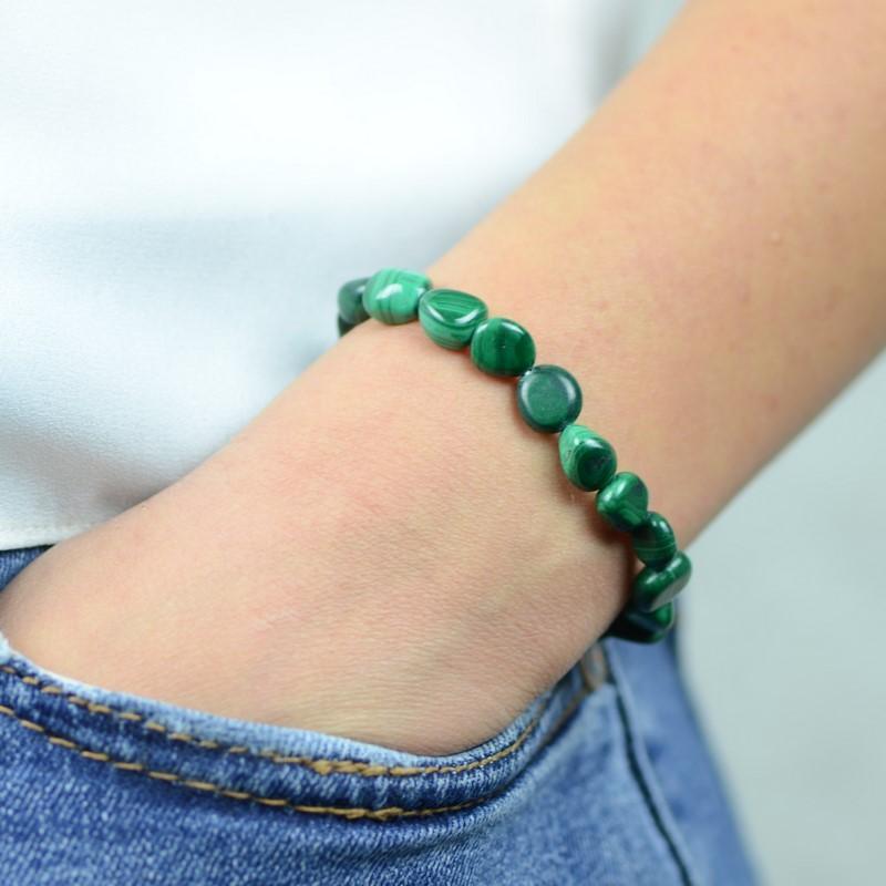 Bracelet roulé "Paix" en Malachite - lespierresdubienetre