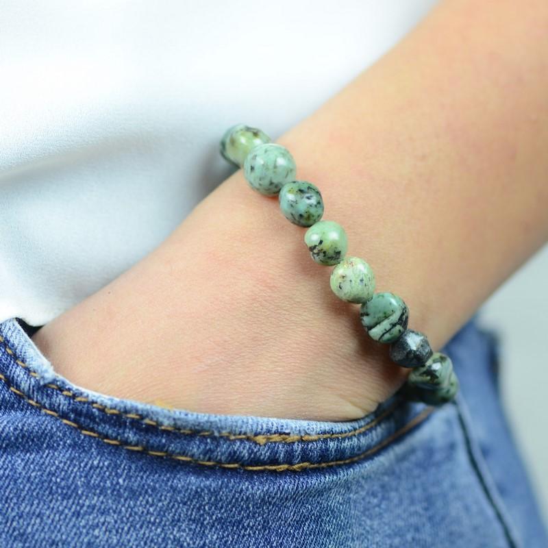 Bracelet roulé "Positif" en Turquoise Verte - lespierresdubienetre