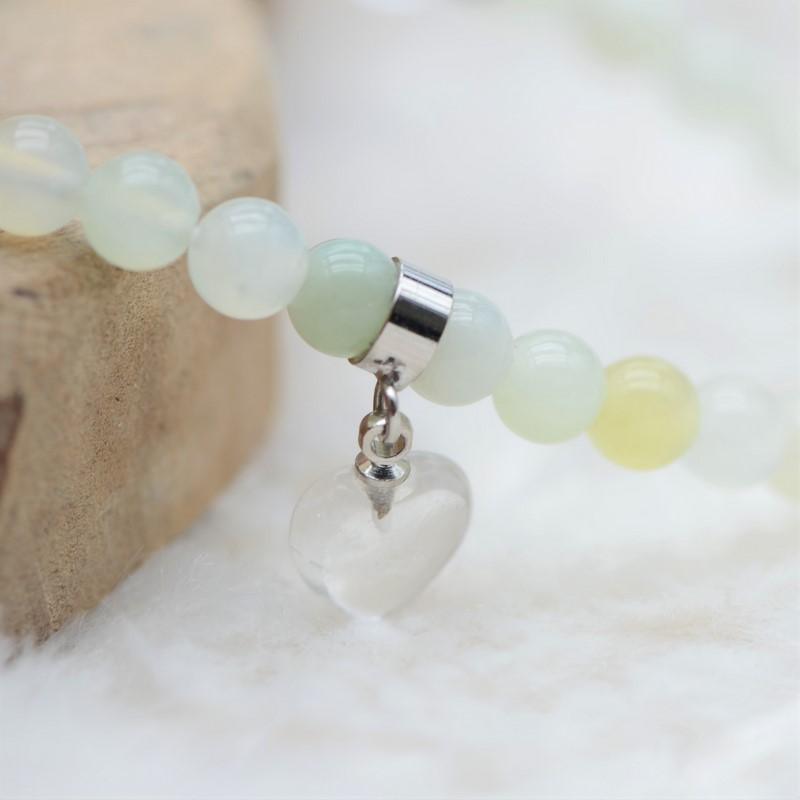 Bracelet "Sérénité" en Jade (Coeur en Quartz) - lespierresdubienetre