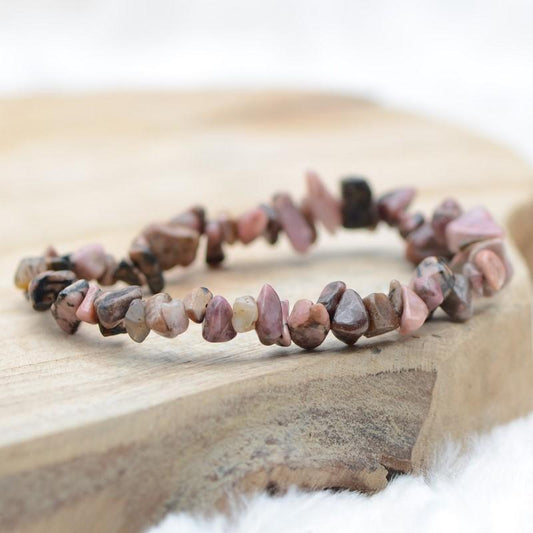 Bracelet "Soin" en Rhodonite Chip - lespierresdubienetre