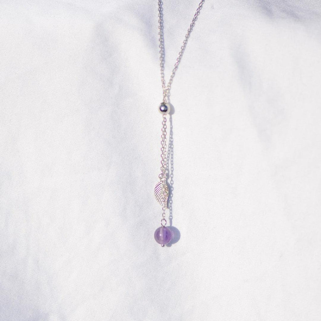Collier "Sagesse" en Améthyste Feuille Argent 925 - lespierresdubienetre