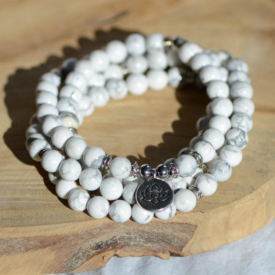 Mala "Patience" en Howlite - lespierresdubienetre