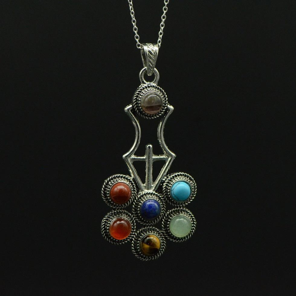 Pendentif "Fleur Antique" 7 chakras - lespierresdubienetre