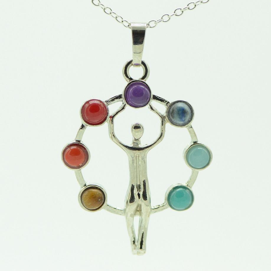 Pendentif "Vitruve" des 7 chakras - lespierresdubienetre